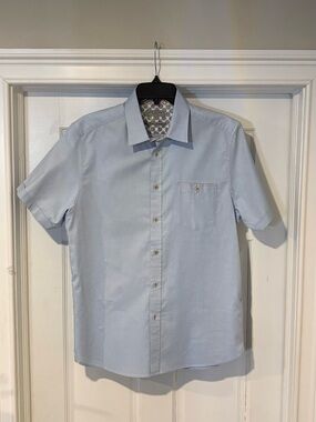 Ted Baker Pale Blue Short Sleeve Button-Down Shirt